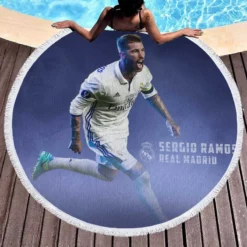 European Cup Player Sergio Ramos Round Beach Towel 1