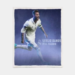 European Cup Player Sergio Ramos Sherpa Fleece Blanket 1