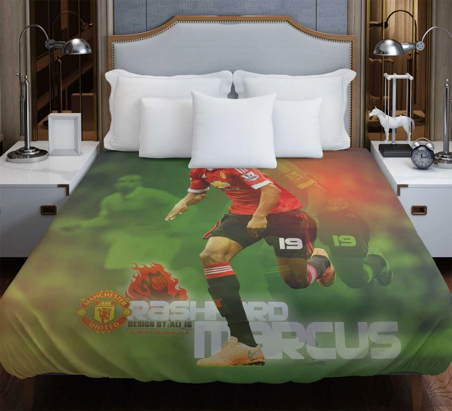 European Cup Soccer Player Marcus Rashford Duvet Cover