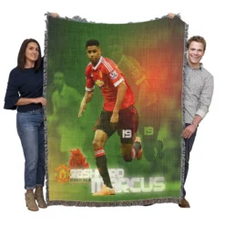 European Cup Soccer Player Marcus Rashford Woven Blanket