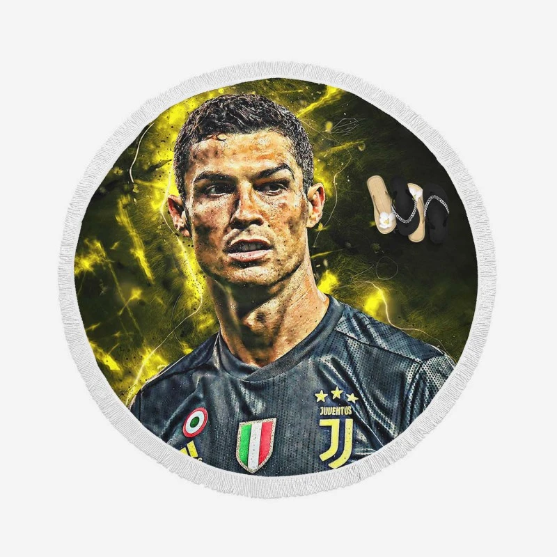 European Cups Footballer Player Cristiano Ronaldo Round Beach Towel