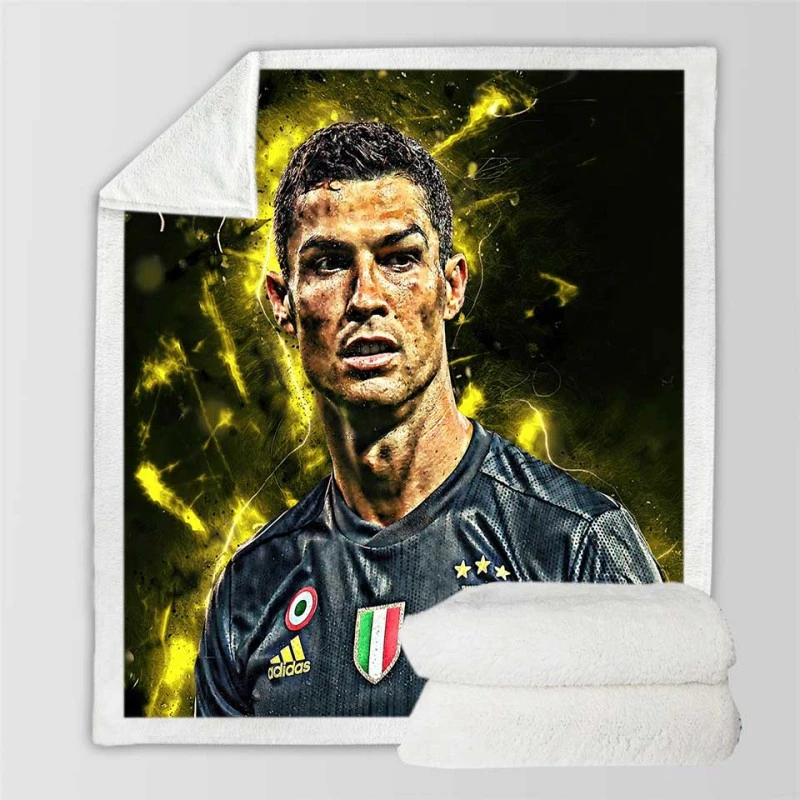 European Cups Footballer Player Cristiano Ronaldo Sherpa Fleece Blanket