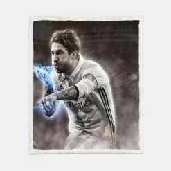 European Footballer Sergio Ramos Sherpa Fleece Blanket 1