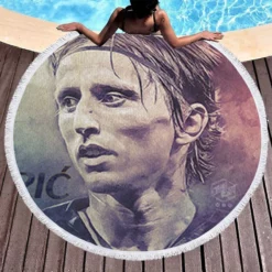 Excellent Croatian Football Player Luka Modric Round Beach Towel 1