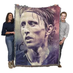 Excellent Croatian Football Player Luka Modric Woven Blanket