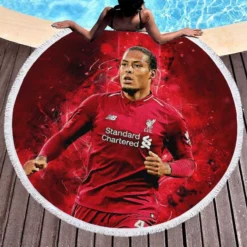 Excellent Dutch Football Player Virgil van Dijk Round Beach Towel 1