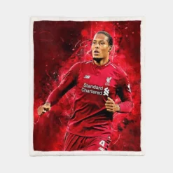 Excellent Dutch Football Player Virgil van Dijk Sherpa Fleece Blanket 1