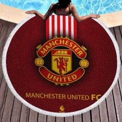 Excellent English Soccer Team Manchester United Logo Round Beach Towel 1