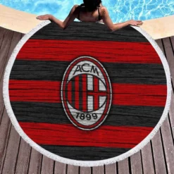 Excellent Football Club in Italy AC Milan Round Beach Towel 1