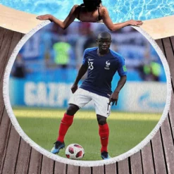 Excellent France Soccer Player N Golo Kante Round Beach Towel 1