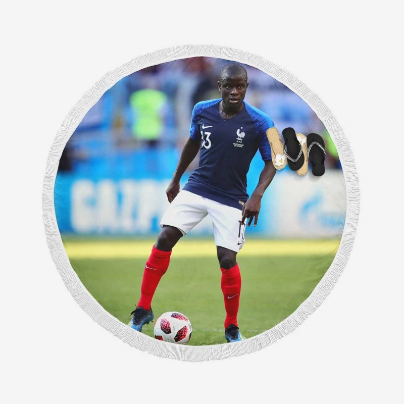 Excellent France Soccer Player N Golo Kante Round Beach Towel