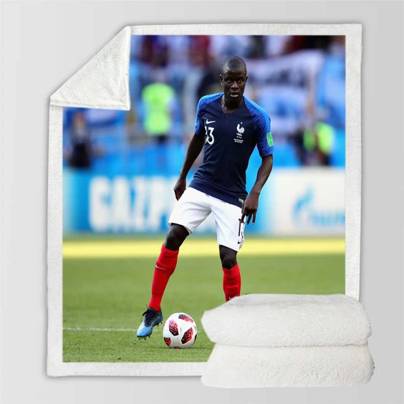 Excellent France Soccer Player N Golo Kante Sherpa Fleece Blanket