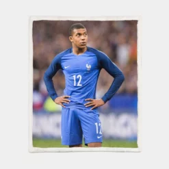 Excellent French Football Player Kylian Mbappe Sherpa Fleece Blanket 1