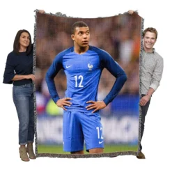 Excellent French Football Player Kylian Mbappe Woven Blanket