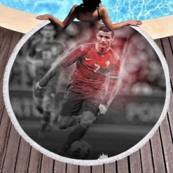 Excellent Juve Football Player Cristiano Ronaldo Round Beach Towel 1