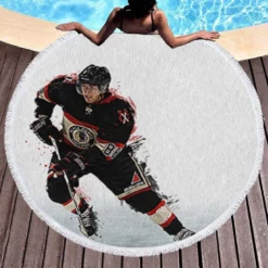 Excellent NHL Hockey Player Patrick Kane Round Beach Towel 1