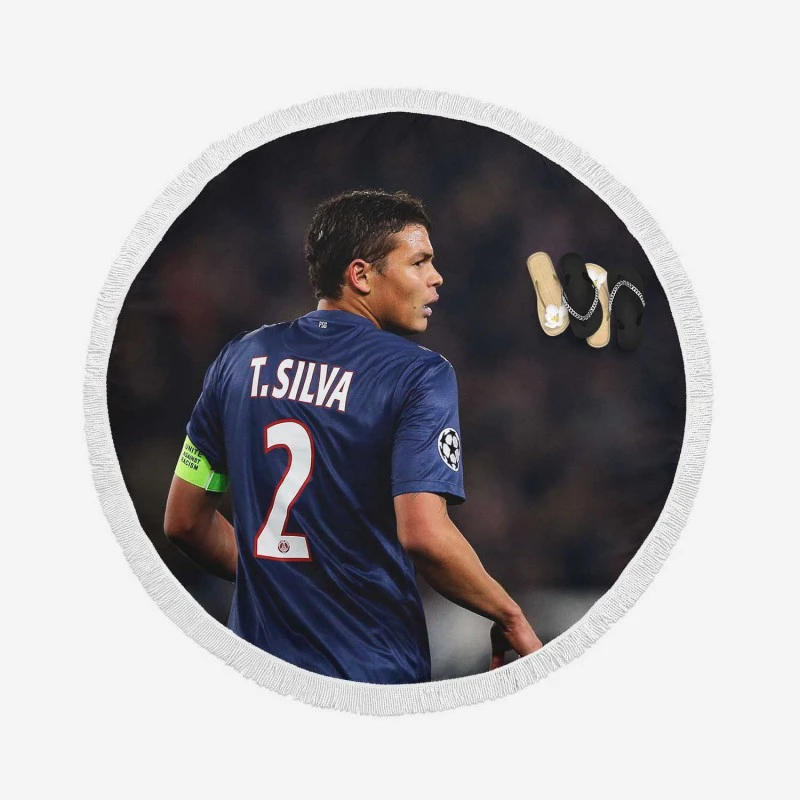 Excellent PSG Soccer Player Thiago Silva Round Beach Towel