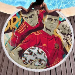 Excellent Spanish Football Player Pedri Round Beach Towel 1