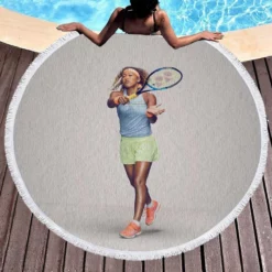 Excellent Tennis Player Naomi Osaka Round Beach Towel 1