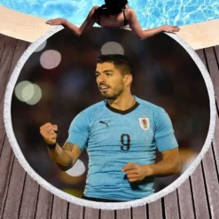 Excellent Uruguay Soccer Player Luis Suarez Round Beach Towel 1