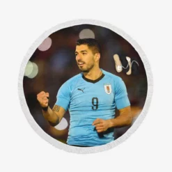 Excellent Uruguay Soccer Player Luis Suarez Round Beach Towel