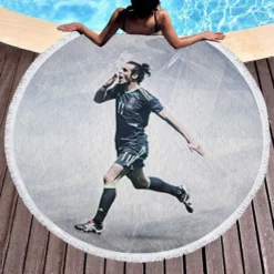 Excellent Welsh Football Player Gareth Bale Round Beach Towel 1