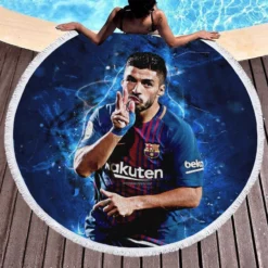 Exciting Barca Football Club Luis Suarez Round Beach Towel 1