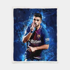 Exciting Barca Football Club Luis Suarez Sherpa Fleece Blanket 1