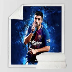 Exciting Barca Football Club Luis Suarez Sherpa Fleece Blanket