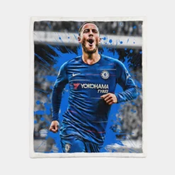 Exciting Chelsea Football Player Eden Hazard Sherpa Fleece Blanket 1