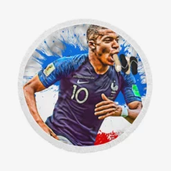Exciting Franch Football Player Kylian Mbappe Round Beach Towel