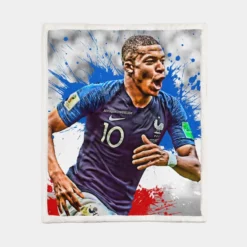 Exciting Franch Football Player Kylian Mbappe Sherpa Fleece Blanket 1