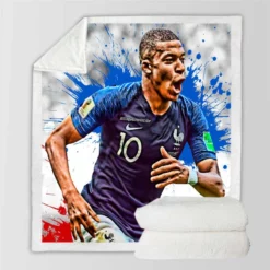 Exciting Franch Football Player Kylian Mbappe Sherpa Fleece Blanket