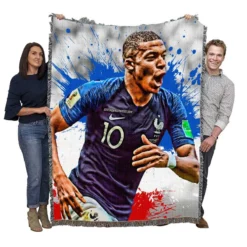 Exciting Franch Football Player Kylian Mbappe Woven Blanket