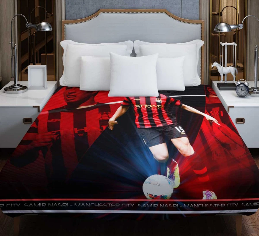 Exciting Midfield Soccer Player Samir Nasri Duvet Cover