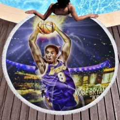 Exciting NBA Basketball Player Kobe Bryant Round Beach Towel 1