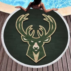 Exciting NBA Basketball Team Milwaukee Bucks Round Beach Towel 1