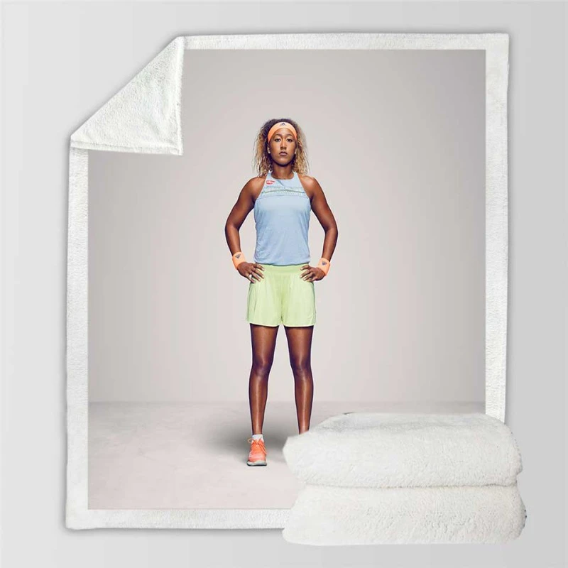 Exciting Tennis Player Naomi Osaka Sherpa Fleece Blanket