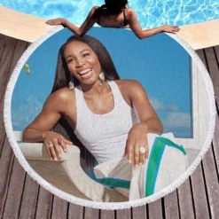 Exciting Tennis Player Venus Williams Round Beach Towel 1