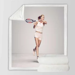 Excititng Czech Tennis Player Petra Kvitova Sherpa Fleece Blanket