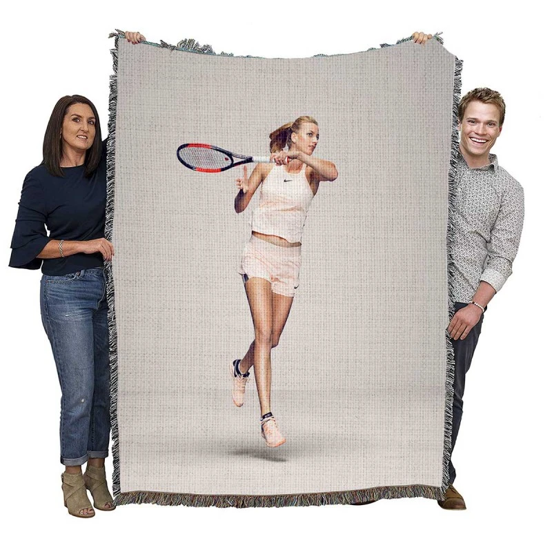 Excititng Czech Tennis Player Petra Kvitova Woven Blanket