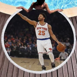 Exellelant NBA Basketball Player Derrick Rose Round Beach Towel 1