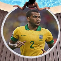 Exellent Football Player Dani Alves Round Beach Towel 1