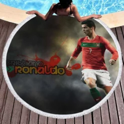 Extraordinary Portugal Cristiano Ronaldo Football Player Round Beach Towel 1