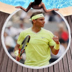Extraordinary Tennis Player Rafael Nadal Round Beach Towel 1