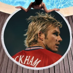 F C Cup Football Player David Beckham Round Beach Towel 1