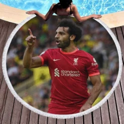 FA Cup Football Player Mohamed Salah Round Beach Towel 1