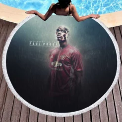 FA Cup Football Player Paul Pogba Round Beach Towel 1