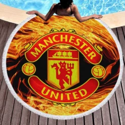 FA Cup Soccer Team Manchester United FC Round Beach Towel 1