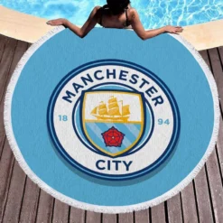 FA Cup Winning Club Manchester City FC Round Beach Towel 1